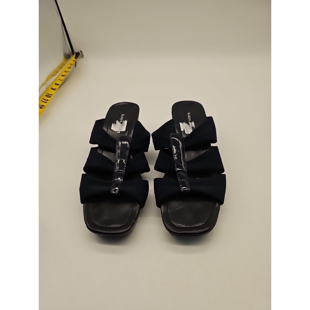 Karen Scott Brandi Navy Blue Wedge Sandals Square Toe Slide On Womens 9.5M